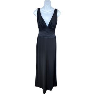 Lillie Rubin Vintage Black Sleeveless V Neck Empire‎ Waist Maxi Dress Size S